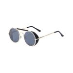 TELAM Steampunk Silver Frame Sunglasses with a Reflective Lens