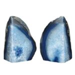 Polished Dyed Blue Agate Bookends
